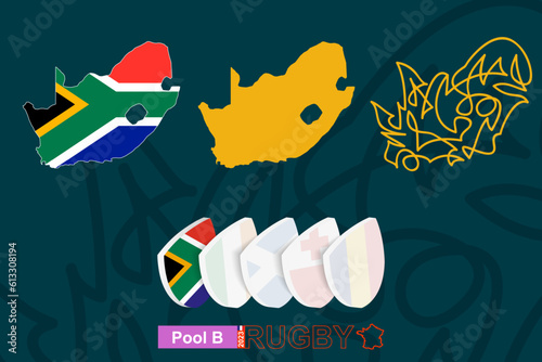 Maps of South Africa in three versions for rugby international championship.