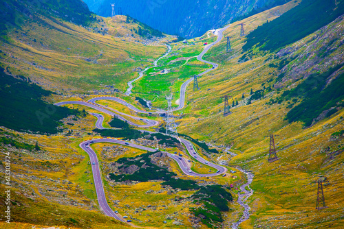 Transfagarasan famous road in Romania, Fagarasi Mountains photo