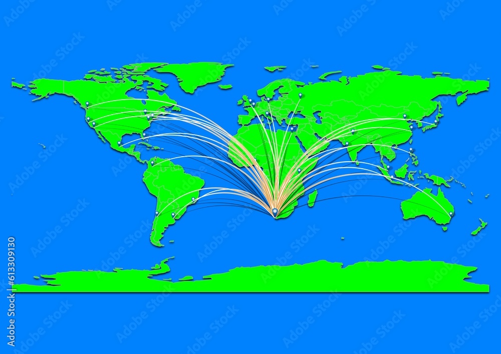 Naklejka premium Vibrant Cape Town, South Africa map - Export concept map for Cape Town, South Africa on World map. Suitable for export concepts. File is suitable for digital editing and prints of all sizes.
