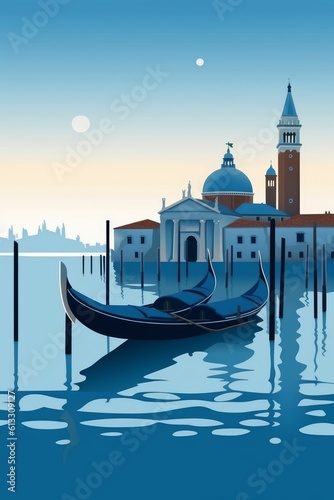 Minimalist flat design poster of Venice, Italy © Enea