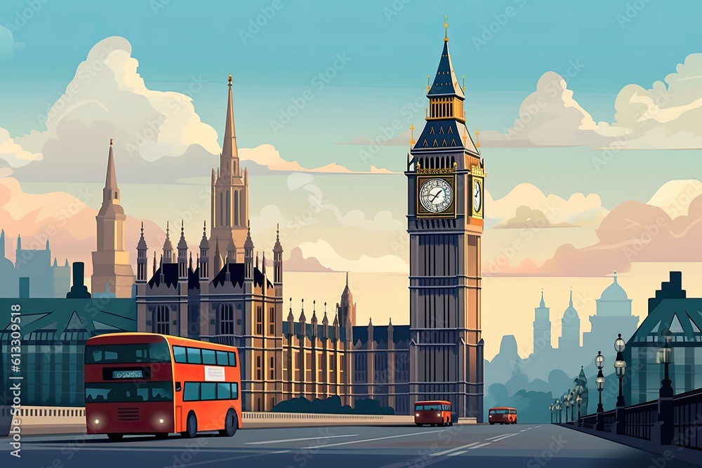 Illustration of London and the Big Ben