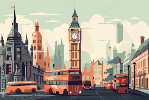 Illustration of London and the Big Ben