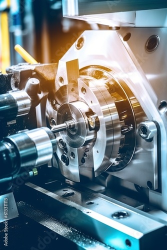illustration, steel turbine turning drilling processes, generative ai