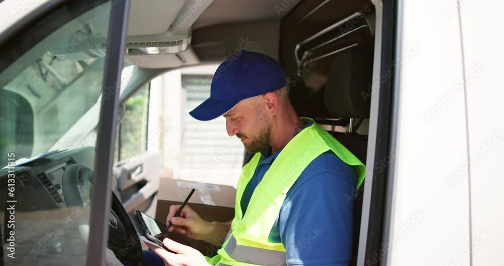 Portrait Of Confident Delivery Man Smiling Portrait Of Confident Delivery Man Smiling