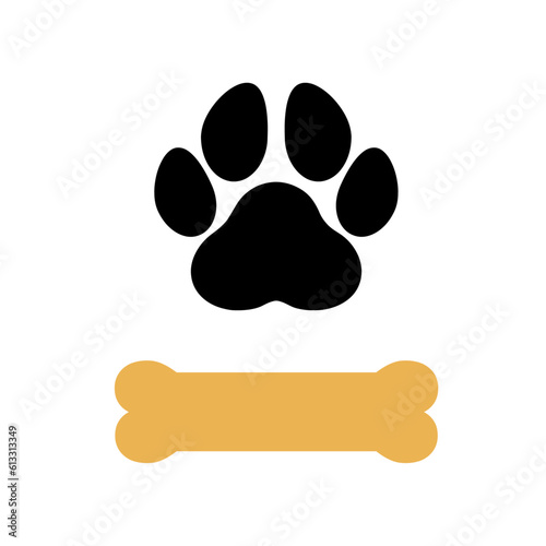 Paw and bone logo on white background