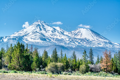 Mount Shasta in the Cascade Mountains of California in the Klamath National Forest
