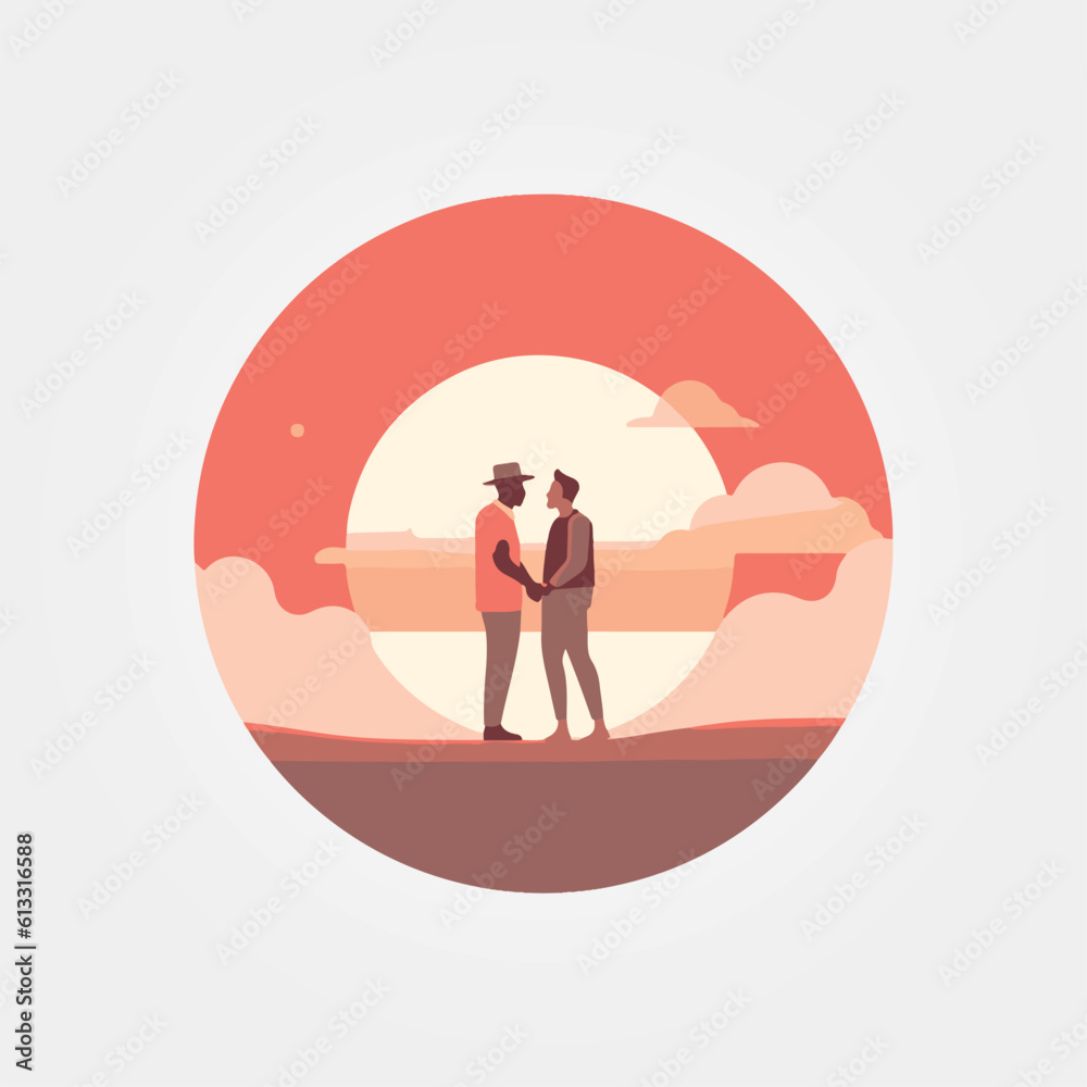 couple loving each other at sunset, vector illustration couple loving each other at sunset, vector illustration