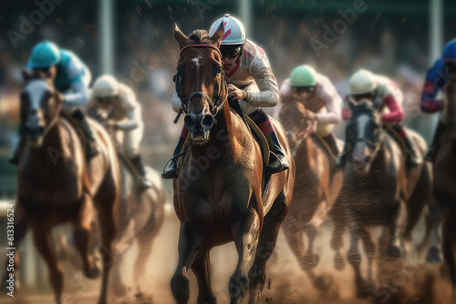 Obraz na plátně Horse racing, betting on equestrian sports