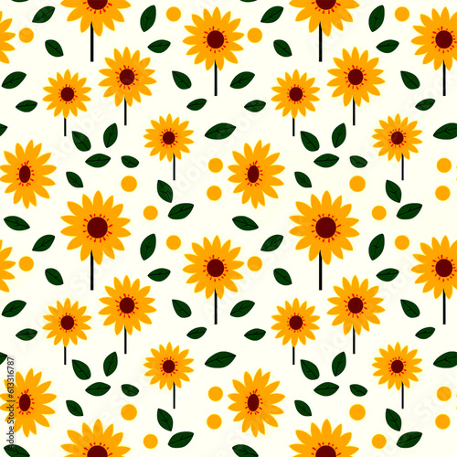 cute sunflowers seamless pattern