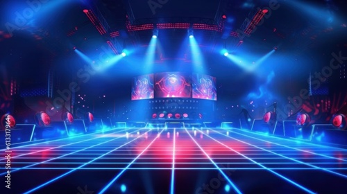 Disco Night Club Neon Background. Illustration AI Generative.