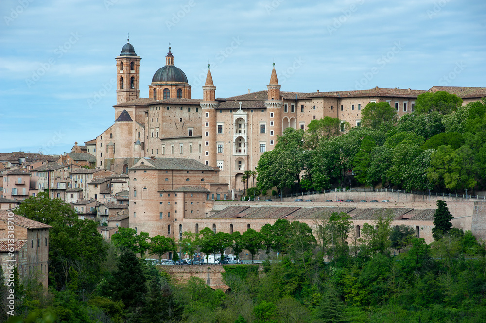 Urbino, Italy - 2023, May 5: The Palazzo Ducale is one of the most interesting artistic-architectural examples of the Italian Renaissance