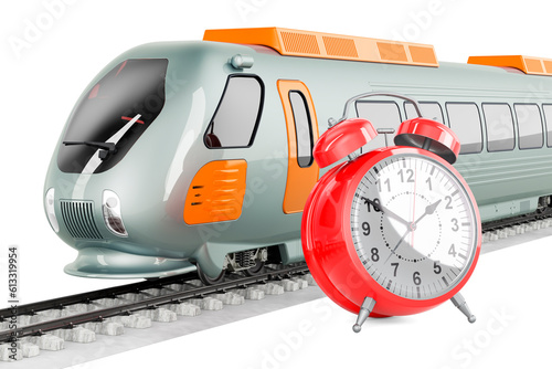 High speed train with alarm clock, 3D rendering