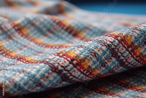 Bright colors jacquard textile plaid material. Generative AI