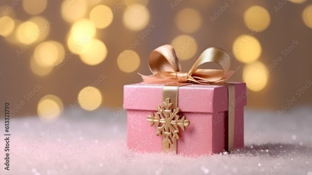 Christmas holiday background with gift box. Illustration AI Generative. Christmas holiday background with gift box. Illustration AI Generative.