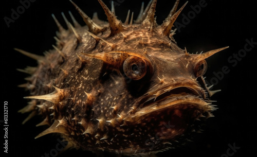 Centrophryne spinulosa  an abyssal anglerfish found in the western Atlantic. AI GENERATIVE