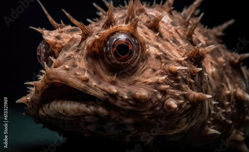Centrophryne spinulosa  an abyssal anglerfish found in the western Atlantic. AI GENERATIVE