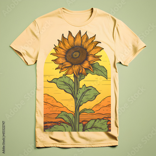 a retro t shirt design with a sunflower