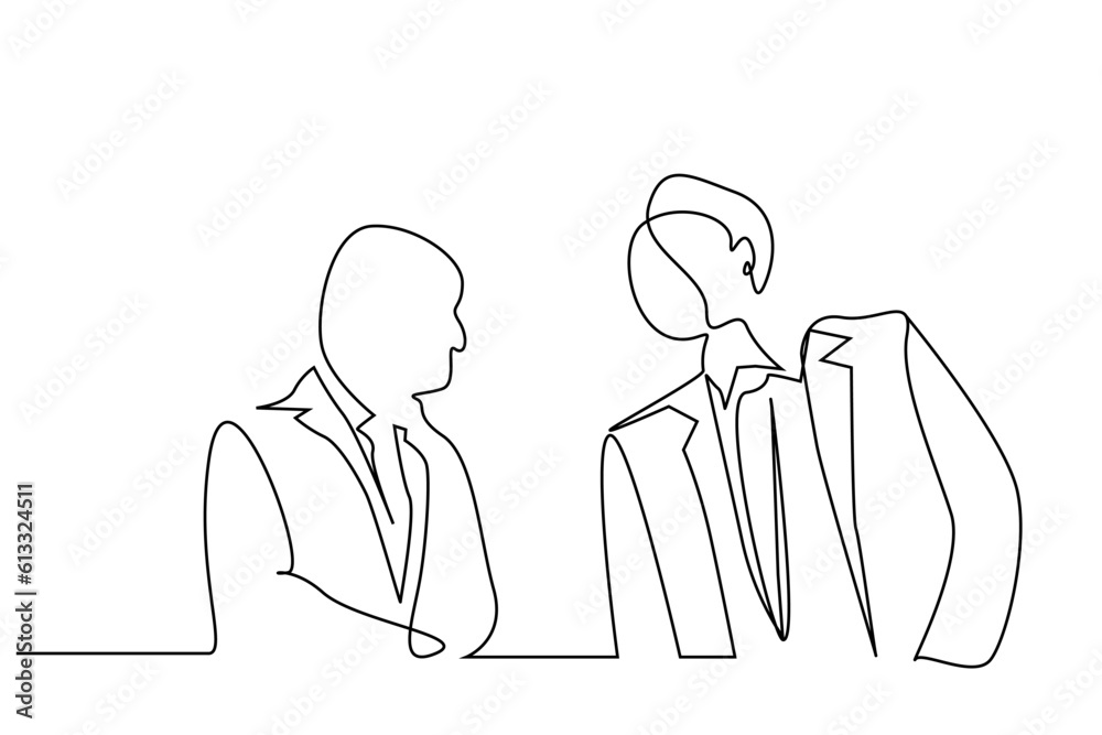 two professional businessmen talk meeting line art two professional businessmen talk meeting line art