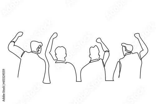 people win victory celebration protest line art