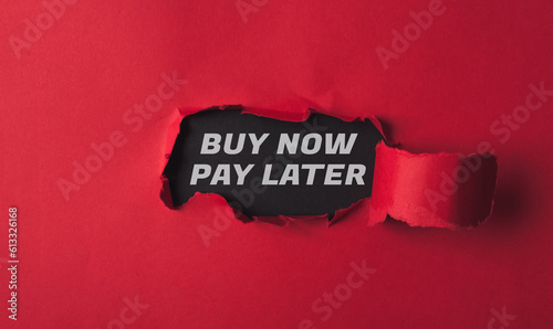 Εκτύπωση καμβά text buy now pay later on torn paper