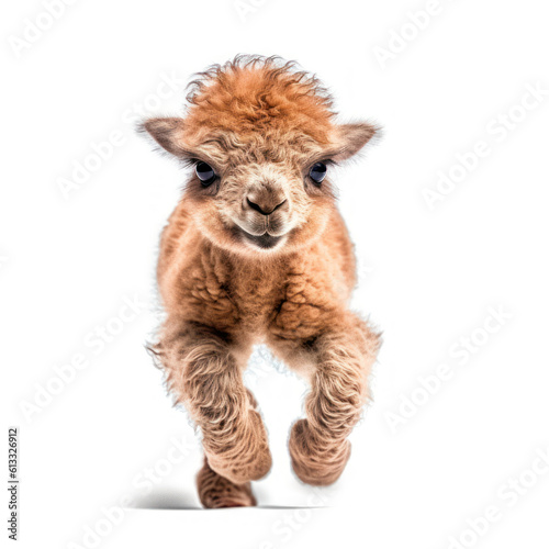 Adorable Cute Funny Baby Camel Animal Running Close Up Portrait Photo Illustration on White Background Nursery, Kid's, Children's room, pediatric office Digital Wall Print Art Nature Generative AI © Boxels