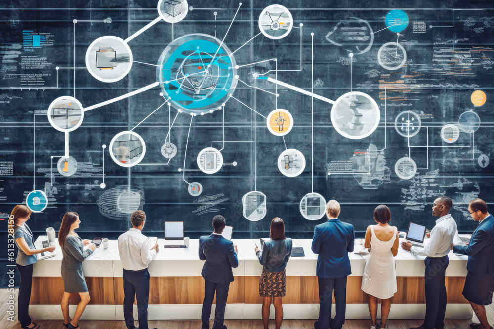 Business people using technology to streamline connections and business planning, brainstorming, very organized. Generative AI Business people using technology to streamline connections and business planning, brainstorming, very organized. Generative AI