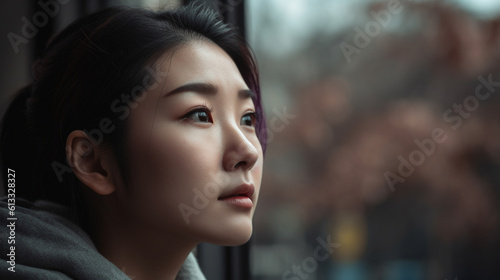 An image of a single person looking off into the distance, with a subtle but noticeable sense of worry or distress, to illustrate the social problem of South Korea's declining fertility rate.