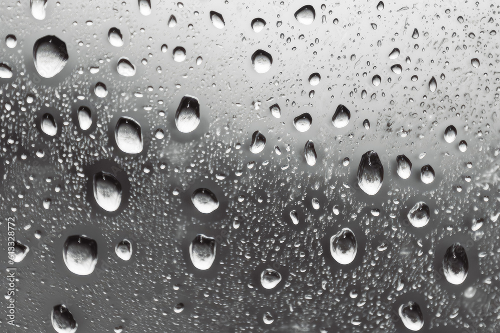 Water drops condensed on a glass window, rainy weather, raindrops. Generative AI Water drops condensed on a glass window, rainy weather, raindrops. Generative AI