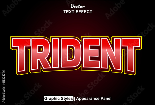 trident text effect with red graphic style and editable.