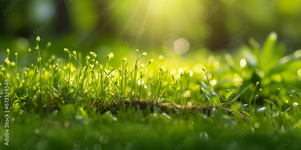 Natural green background of young juicy grass