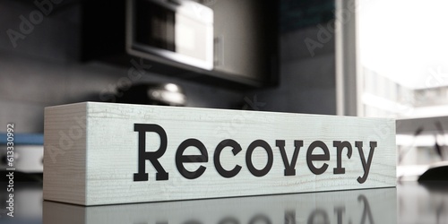 Recovery - word on wooden block - 3D illustration