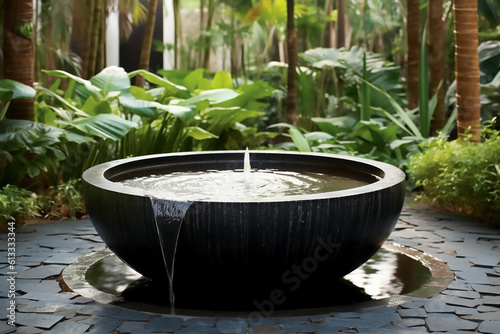 Zen garden, water fountain, Generative AI
