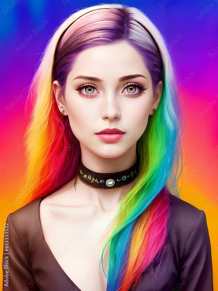 Colorful picture of a young woman Colorful picture of a young woman