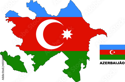 Azerbaijan map flag transparent background