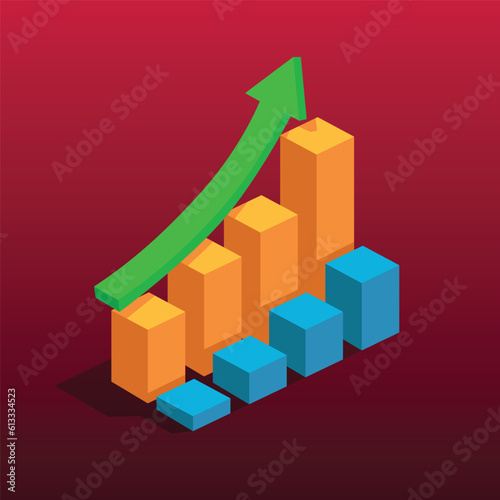 3D graph stock icon representation about finance investment