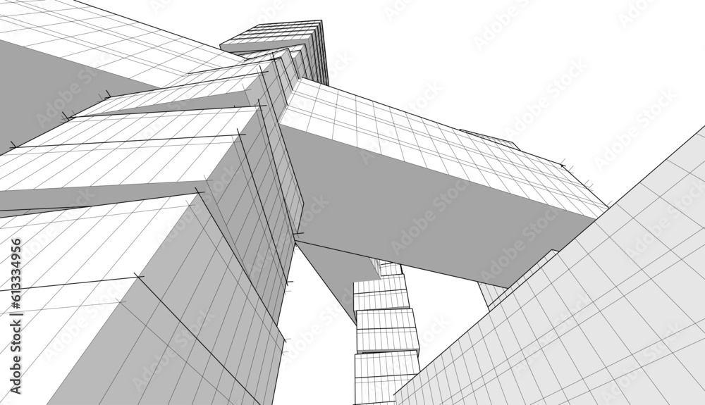 Fototapeta premium Modern building architecture 3d illustration