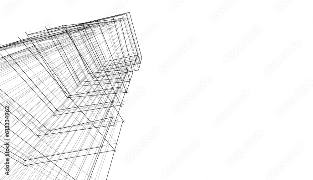 Modern building architecture 3d illustration