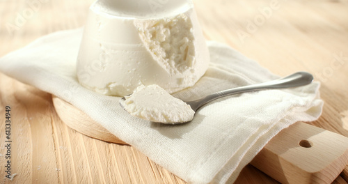 Wallpaper Mural ricotta cheese. traditional italian cheese on a white napkin. ingredients for tortellini or tortelloni pasta. visual recipe. sunny day. angle view. smooth zoom camera movement. macroshot. Torontodigital.ca