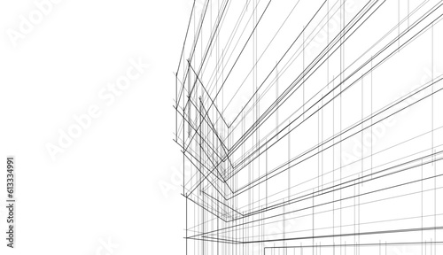 Modern building architecture 3d illustration