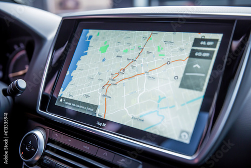 Efficient Car Navigation System with Real-Time Directions and Customizable Routes for Easy Travel, ai generative