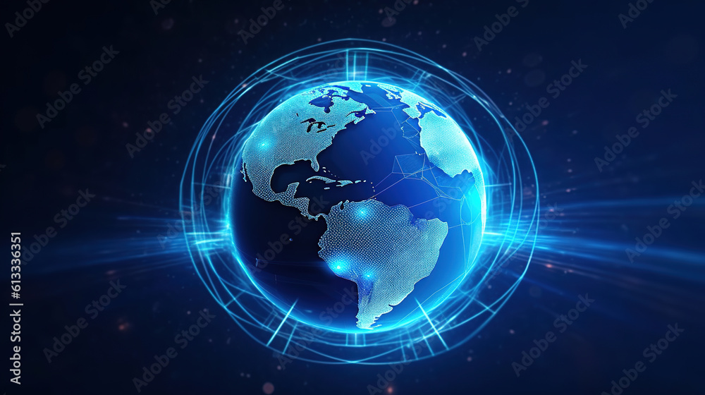 Technology data illustration with earth Technology data illustration with earth