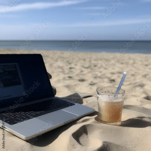 Working on beach as digital nomad