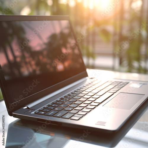 Working on laptop ouside as digital nomad