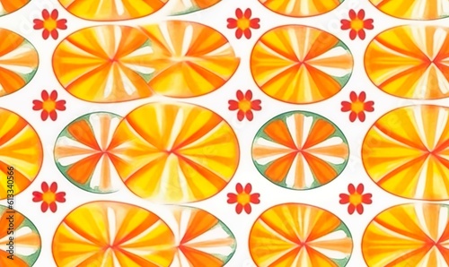 orange slice in abstract style seamless pattern