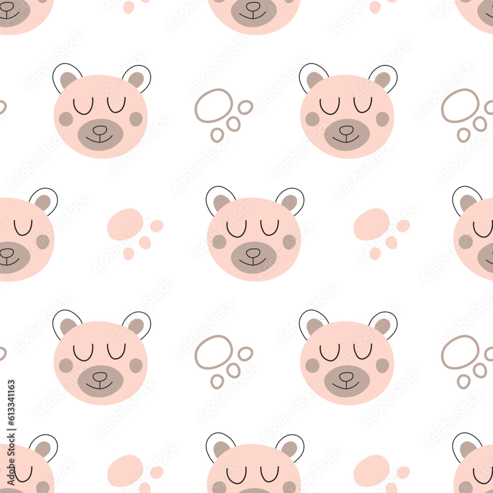 Cute doodle teddy bears seamless pattern for babies textile fabric. Children pajamas seamless pet design. Cute doodle teddy bears seamless pattern for babies textile fabric. Children pajamas seamless pet design.