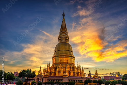 The pagoda is named Phra Mahathat Chedi Si Wiang Chai located in Li District  Lamphun Province  Thailand.