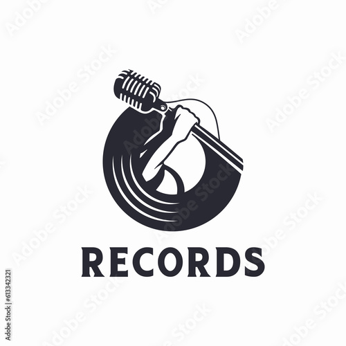 Unique black color record logos. It is suitable for use for industrial label logos.