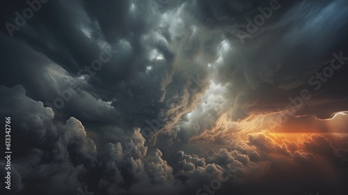 Dynamic weather texture with dark clouds and an ominous sky. Generative AI