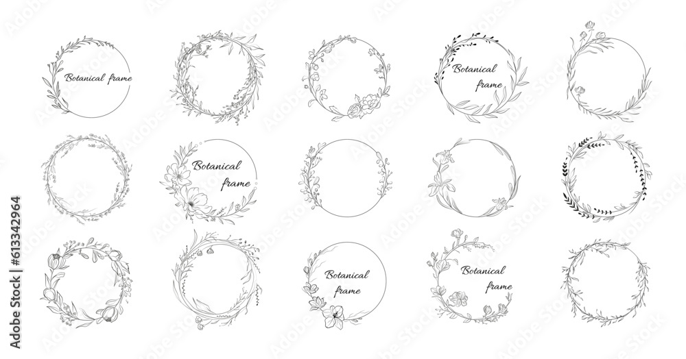 Floral circular frame set Floral circular frame set