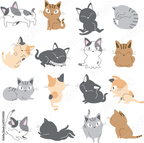 猫の詰め合わせベクターイラストセット